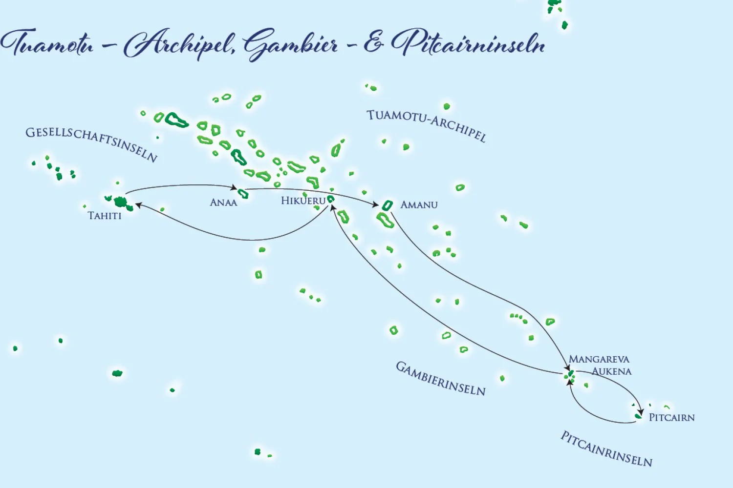 Map Pitcairn Islands and Gambier Islands