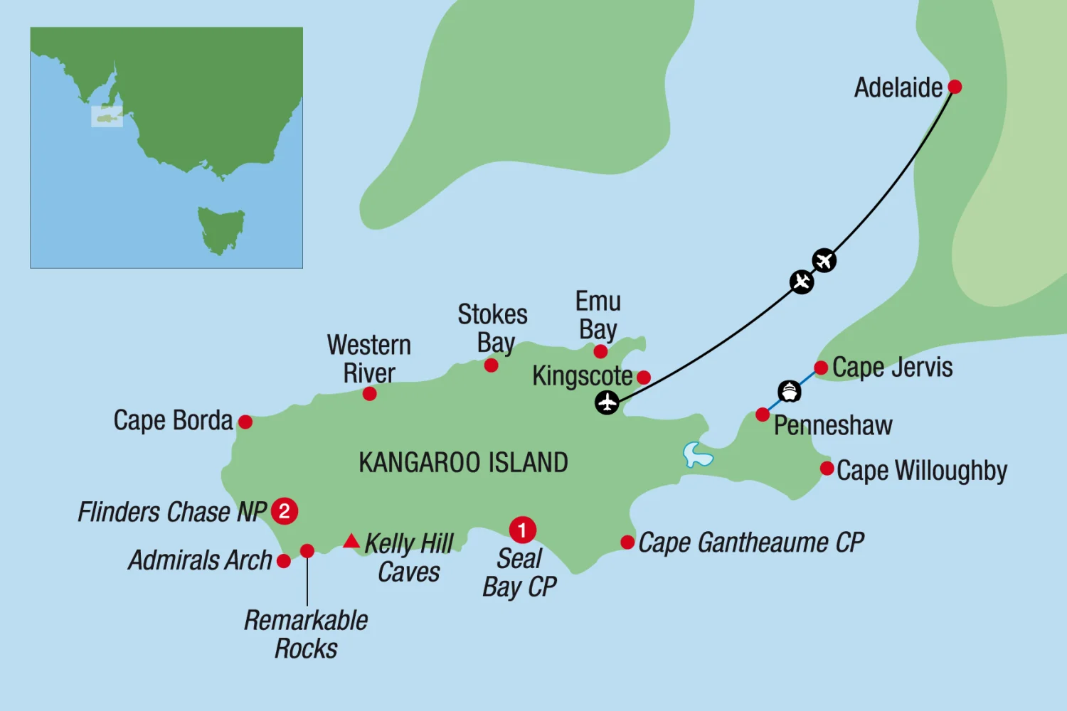 Map Kangaroo Island in Style