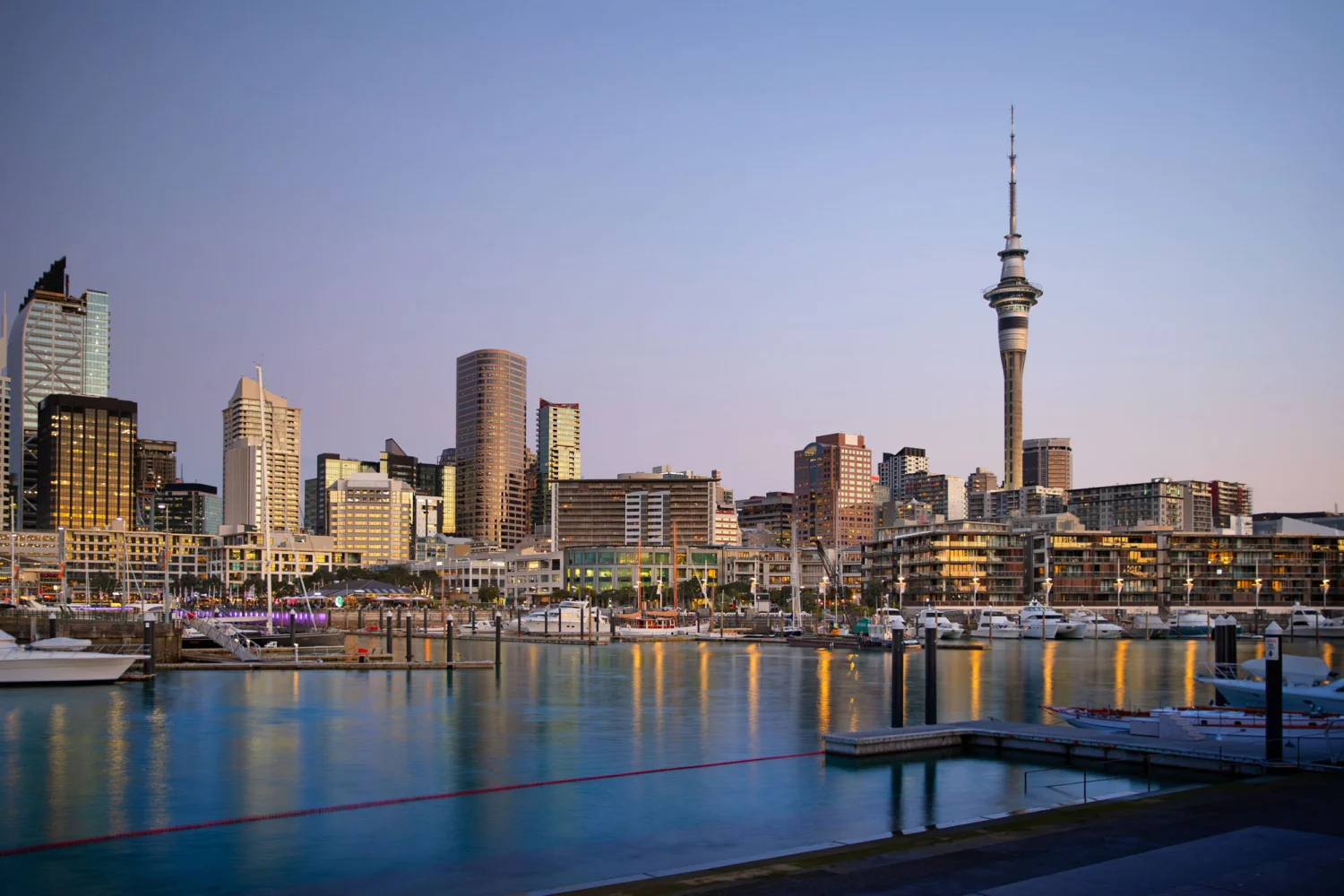 Auckland - Viaduct Harbour at dusk - New Zealand