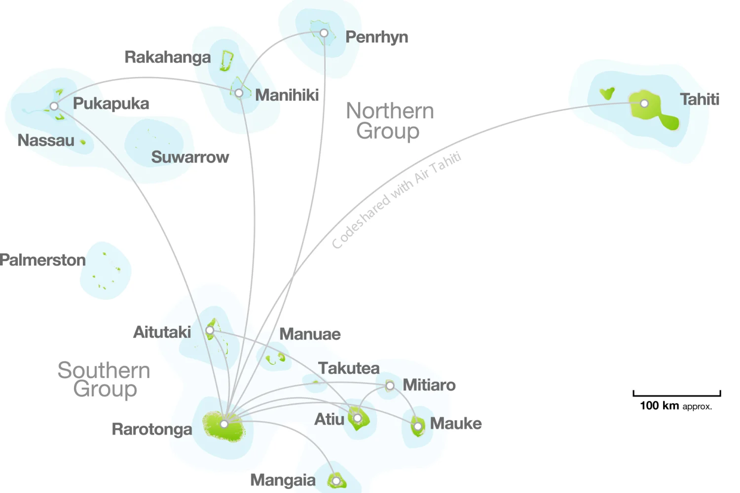 Map Cook Islands Northern and Southern Group