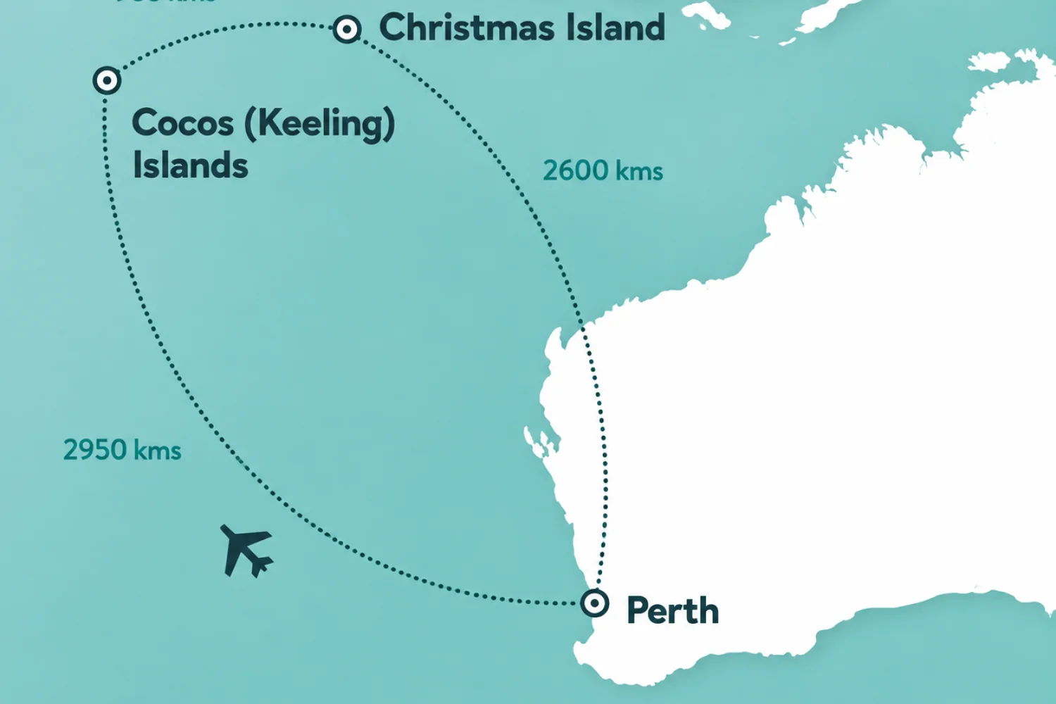 Flight Route Map Cocos-Christmas